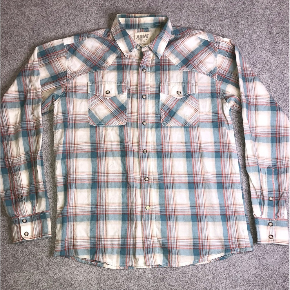 Ariat Pearl Snap Men's Medium Western Long‎ Sleeve Plaid Long Sleeve Shirt